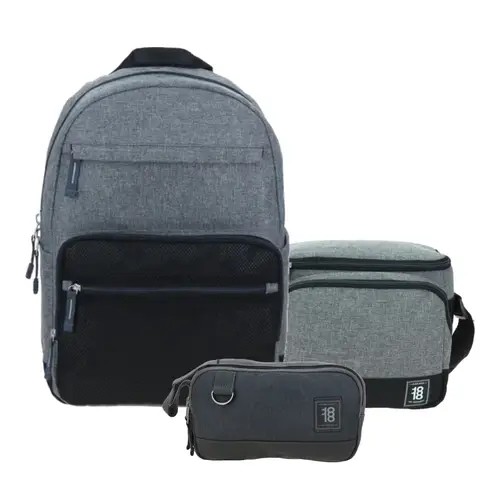 Kit Escolar 1818 by Chenson (Mochila + Lonchera + Lapicera) Gris 1