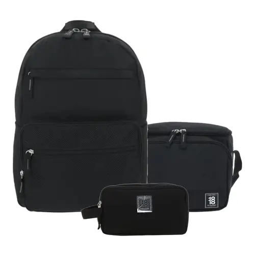Kit Escolar 1818 by Chenson (Mochila + Lonchera + Lapicera) Negro Juvenil - Modelo 1865731 1