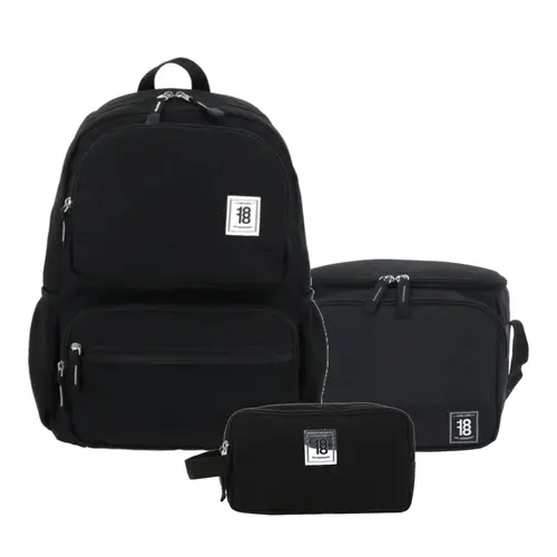Kit Escolar 1818 by Chenson (Mochila + Lonchera + Lapicera) Negro Juvenil - Modelo 1865951 1