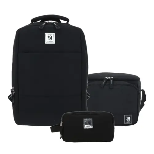 Kit Escolar 1818 by Chenson (Mochila + Lonchera + Lapicera) Negro Juvenil - Modelo 1865953 1