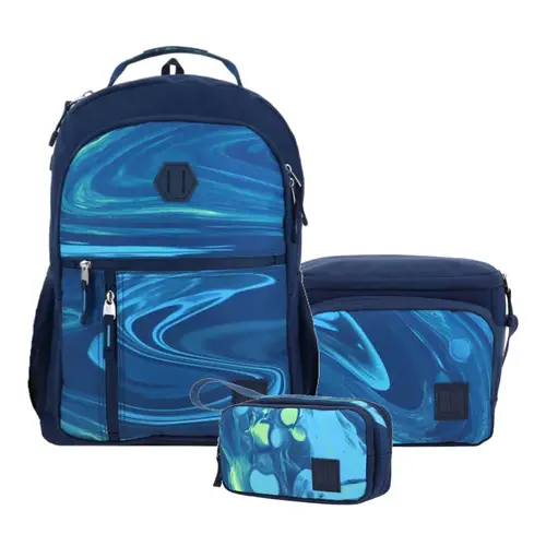 Kit Escolar 1818 by Chenson (Mochila + Lonchera + Lapicera) Azul Juvenil - Modelo 1866569 1