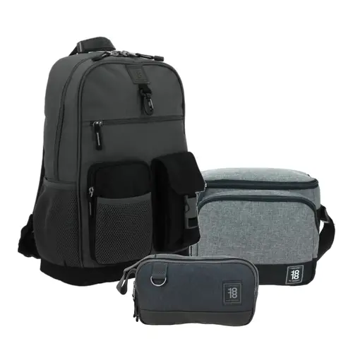 Kit Escolar 1818 by Chenson (Mochila + Lonchera + Lapicera) Gris Juvenil - Modelo 1870136 1