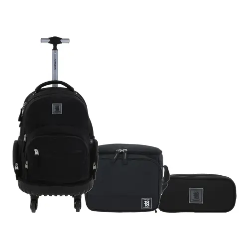 Kit Escolar 1818 by Chenson (Mochila con Ruedas + Lonchera + Lapicera) Negro Juvenil 1