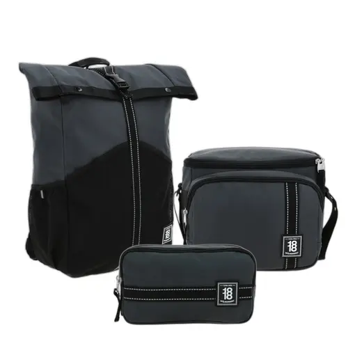 Kit Escolar 1818 by Chenson (Mochila + Lonchera + Lapicera) Negro Juvenil - Modelo 1870247 1
