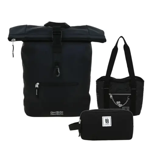 Kit Escolar 1818 by Chenson (Mochila + Lonchera + Lapicera) Negro Juvenil - Modelo 1870777 1