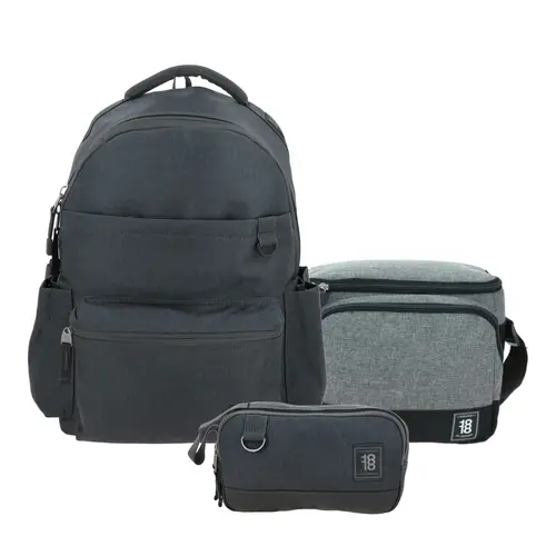 Kit Escolar 1818 by Chenson (Mochila + Lonchera + Lapicera) Gris Juvenil - Modelo 1870920 1