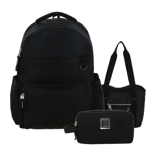 Kit Escolar 1818 by Chenson (Mochila + Lonchera + Lapicera) Negro Juvenil - Modelo 1870920 1