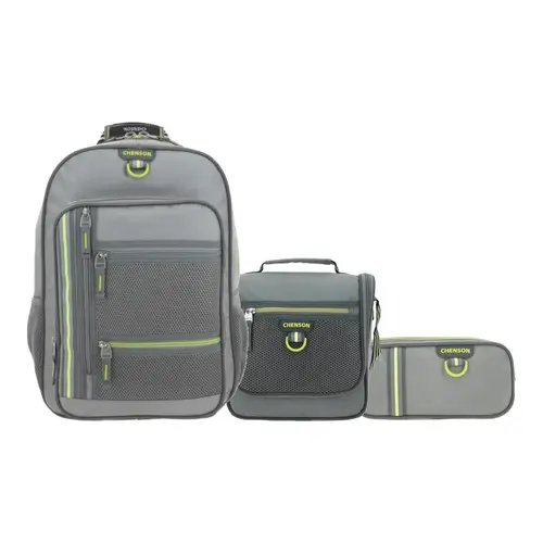 Kit Escolar Clásico by Chenson (Mochila + Lonchera + Lapicera) Gris 1