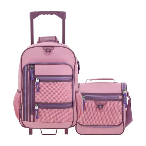 Kit Escolar Chenson Clásico (Mochila con Ruedas + Lonchera) Rosa