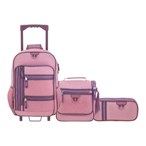 Kit Escolar Chenson Clásico (Mochila con Ruedas + Lonchera + Lapicera) Rosa