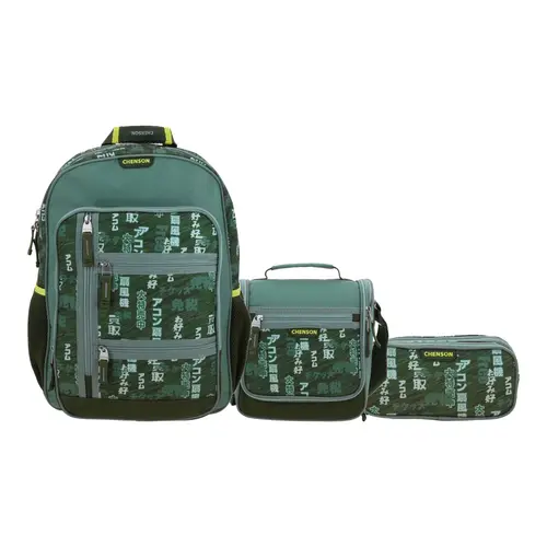 Kit Escolar Chenson Original Mochila + Mochila + Mochila Verde Seco 1