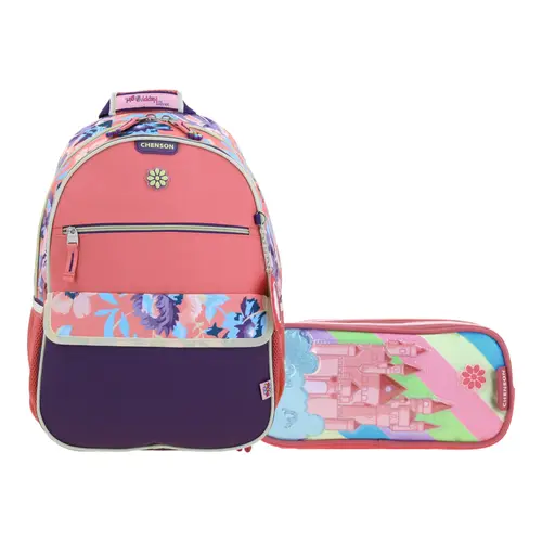 Kit Escolar Happy Girl by Chenson (Mochila + Lapicera) Rosa Infantil - Modelo HG66037 1