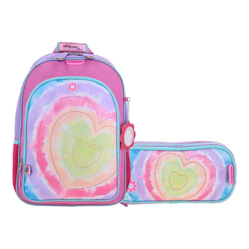 Kit Escolar Happy Girl by Chenson (Mochila + Lapicera) Rosa Infantil - Modelo HG66213