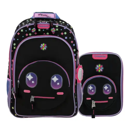 Kit Escolar Happy Girl by Chenson (Mochila + Lapicera) Negro Infantil - Modelo HG66426 1
