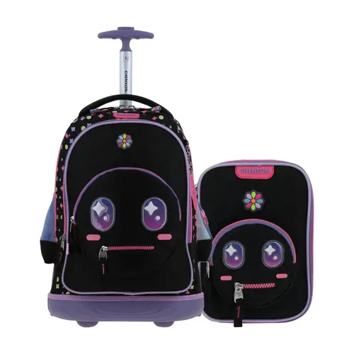 Kit Escolar Happy Girl by Chenson Mochila con Ruedas + Lapicera Negro Infantil 1