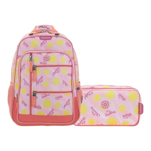 Kit Escolar Happy Girl by Chenson (Mochila + Lapicera) Rosa Infantil - Modelo HG66524 1