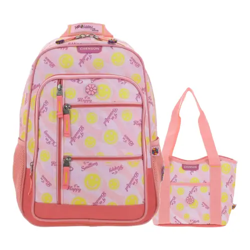 Kit Escolar Happy Girl by Chenson (Mochila + Lonchera) Rosa Infantil - Modelo HG66524 1