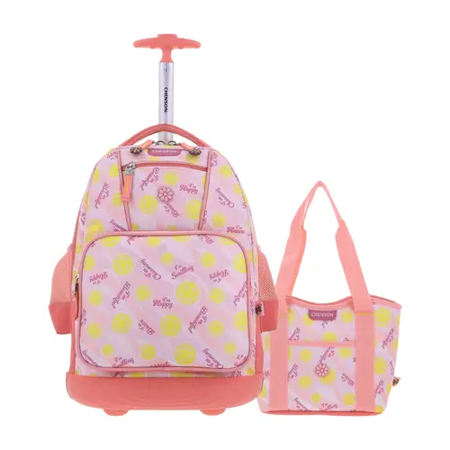 Kit Escolar Happy Girl by Chenson (Mochila con Ruedas + Lonchera) Rosa Infantil - Modelo HG66527 1