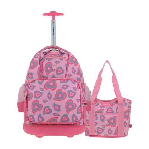 Kit Escolar Happy Girl by Chenson (Mochila con Ruedas + Lonchera) Rosa Infantil - Modelo HG66531 1