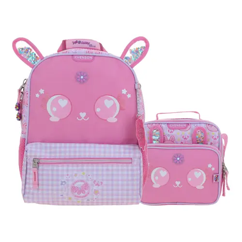 Kit Escolar Happy Girl by Chenson (Mochila + Lonchera) Rosa Infantil - Modelo HG66562 1