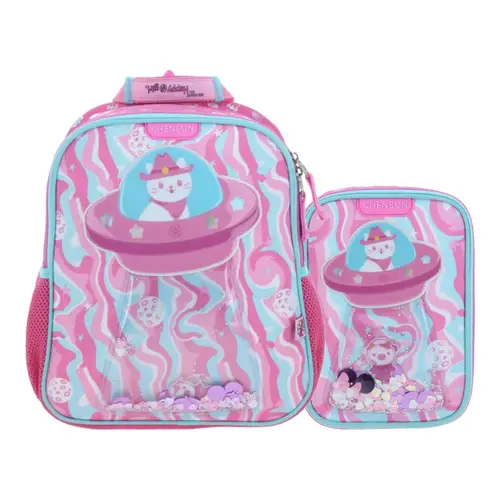 Kit Escolar Happy Girl by Chenson (Mochila + Lapicera) Rosa Infantil - Modelo HG70160 1