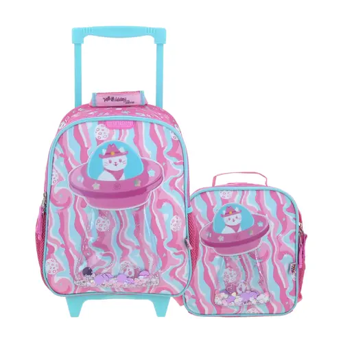 Kit Escolar Happy Girl by Chenson (Mochila con Ruedas + Lonchera) Rosa Infantil - Modelo HG70162 1
