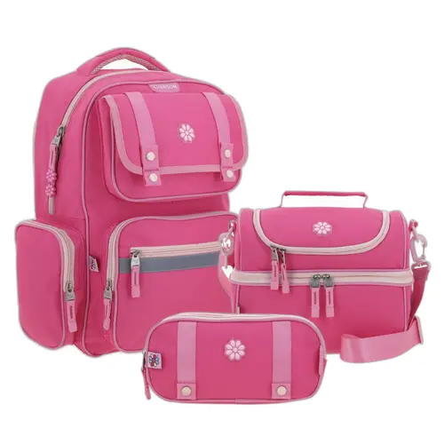 Kit Escolar Happy Girl by Chenson (Mochila + Lonchera + Lapicera) Rosa Infantil - Modelo HG70204 1