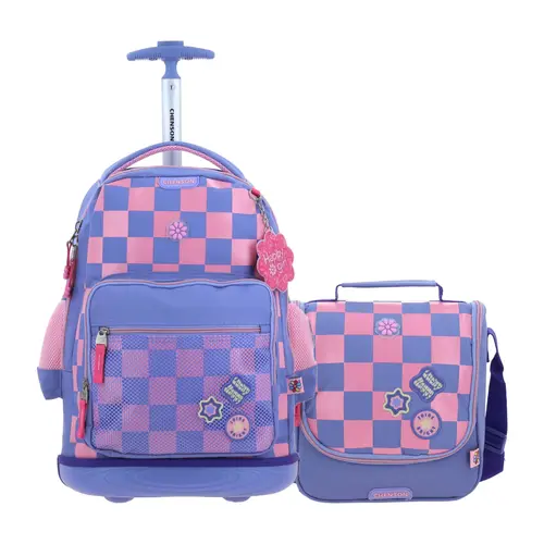 Kit Escolar Happy Girl by Chenson (Mochila con Ruedas + Lonchera) Uva Infantil - Modelo HG70238 1