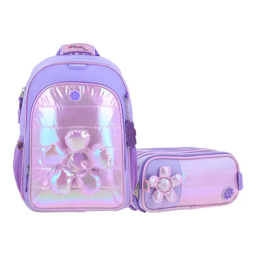 Kit Escolar Happy Girl by Chenson (Mochila + Lapicera) Violeta Infantil - Modelo HG70328 1