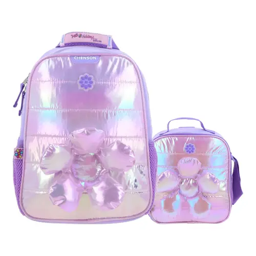 Kit Escolar Happy Girl by Chenson Mochila + Lonchera Violeta Infantil 1