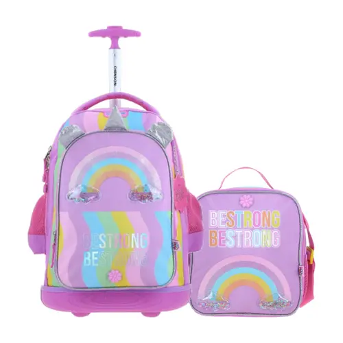 Kit Escolar Happy Girl by Chenson Mochila + Lonchera Multicolor Infantil