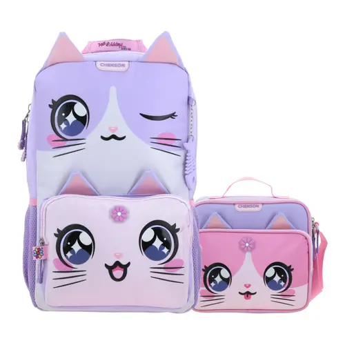 Kit Escolar Happy Girl by Chenson (Mochila + Lonchera) Uva Infantil - Modelo HG70806
