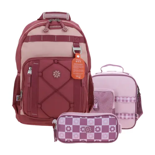 Kit Escolar Happy Girl by Chenson (Mochila + Lonchera + Lapicera) Rosa Infantil - Modelo HG70908 1