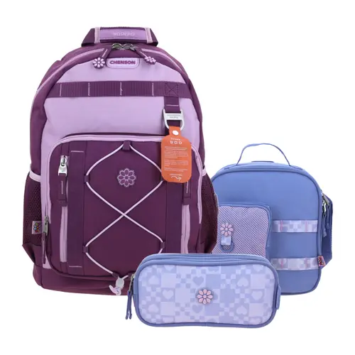 Kit Escolar Happy Girl by Chenson (Mochila + Lonchera + Lapicera) Uva Infantil - Modelo HG70908 1