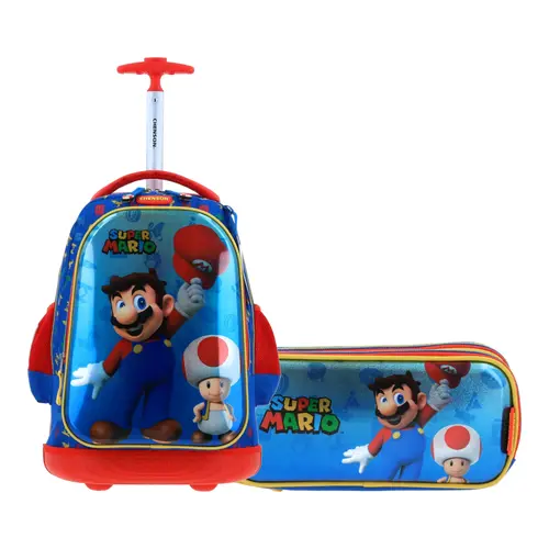 Kit Escolar Mario Bros by Chenson Mochila con Ruedas + Lapicera Azul Infantil - Modelo MB65983 1