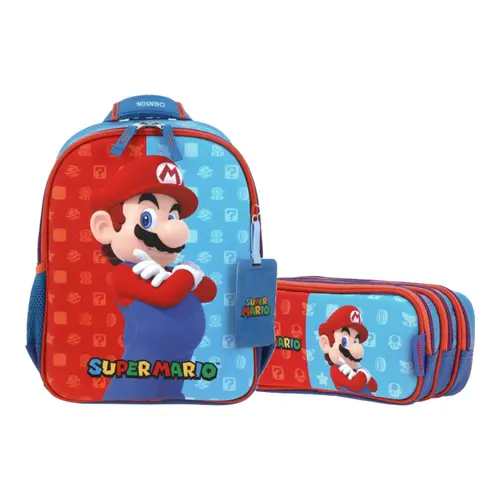 Kit Escolar Mario Bros by Chenson (Mochila + Lapicera) Azul Infantil - Modelo MB66081 1