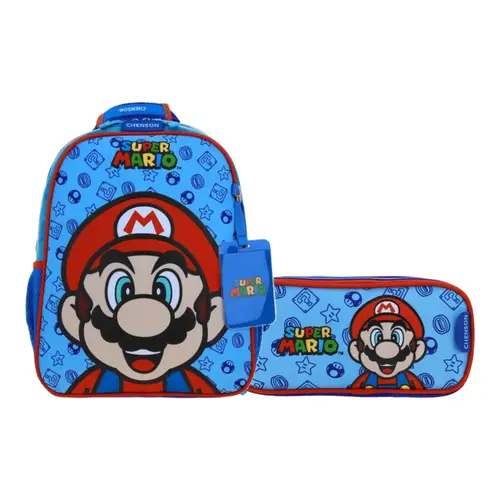 Kit Escolar Mario Bros by Chenson (Mochila + Lapicera) Azul Infantil - Modelo MB66130 1