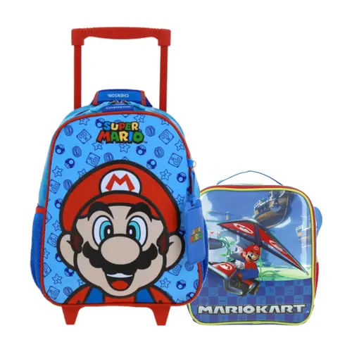 Kit Escolar Mario Bros by Chenson (Mochila + Lonchera) Azul Infantil