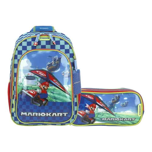 Kit Escolar Mario Bros by Chenson (Mochila + Lapicera) Azul Infantil - Modelo MB66135 1
