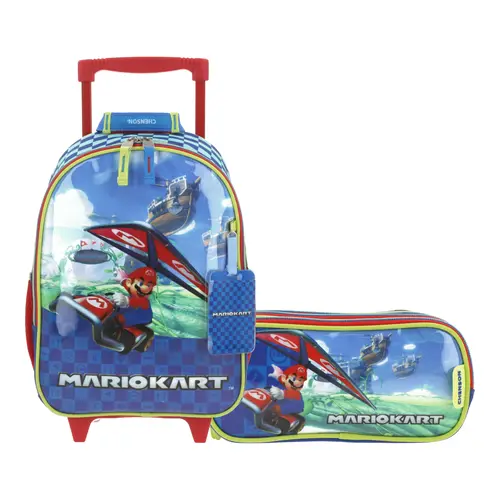 Kit Escolar Mario Bros by Chenson Mochila con Ruedas + Lapicera Azul Infantil - Modelo MB66138 1