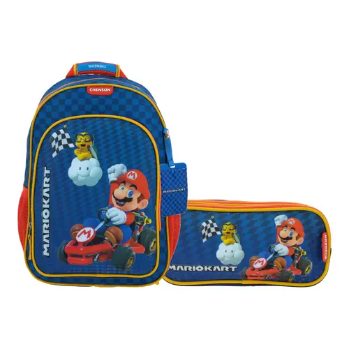 Kit Escolar Mario Bros by Chenson Mochila + Lapicera Azul Infantil - Modelo MB66163 1