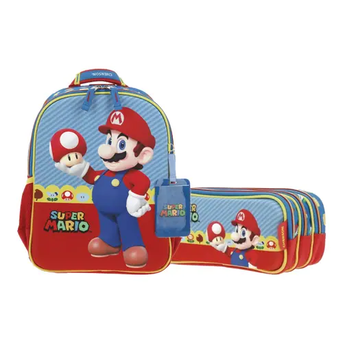 Kit Escolar Mario Bros by Chenson (Mochila + Lapicera) Azul Infantil - Modelo MB66262 1
