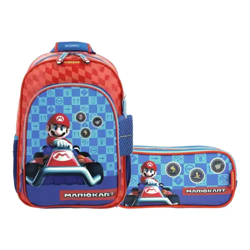 Kit Escolar Mario Bros by Chenson (Mochila + Lapicera) Rojo Infantil - Modelo MB66311 1