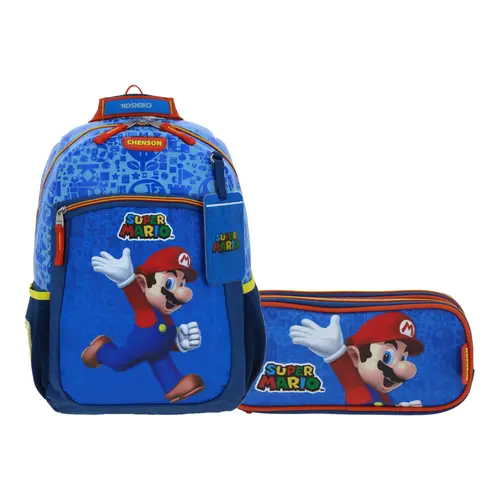Kit Escolar Mario Bros by Chenson (Mochila + Lapicera) Azul Infantil - Modelo MB66341 1