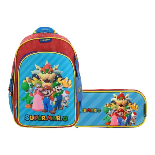Kit Escolar Mario Bros by Chenson Mochila + Lapicera Rojo Infantil - Modelo MB66368 1