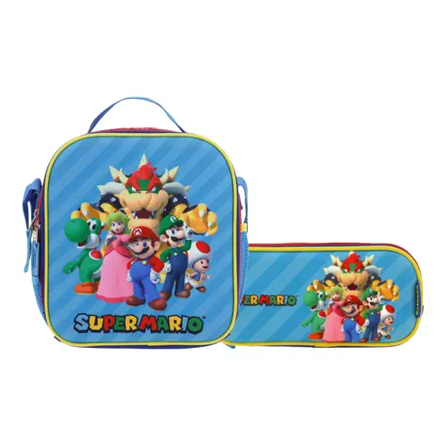 Kit Escolar Mario Bros by Chenson Lonchera + Lapicera Rojo Infantil - Modelo MB66369 1