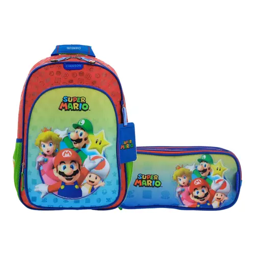 Kit Escolar Mario Bros by Chenson (Mochila + Lapicera) Rojo