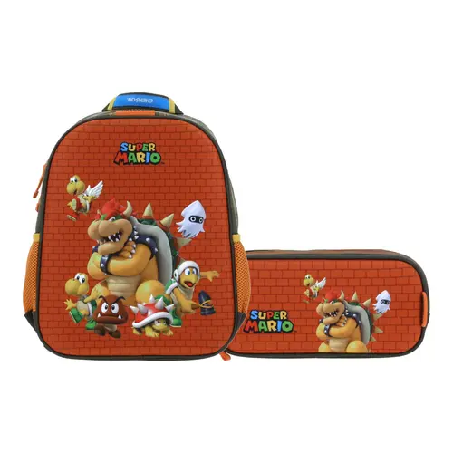 Kit Escolar Mario Bros by Chenson (Mochila + Lapicera) Verde Seco Infantil