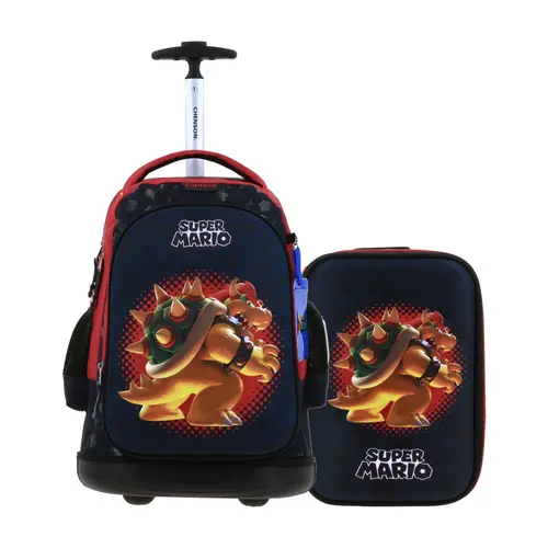 Kit Escolar Mario Bros by Chenson (Mochila con Ruedas + Lapicera) Negro Infantil - Modelo MB70209 1