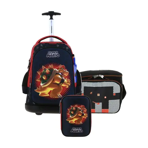 Kit Escolar Mario Bros by Chenson Mochila + Lonchera + Lapicera Negro 1
